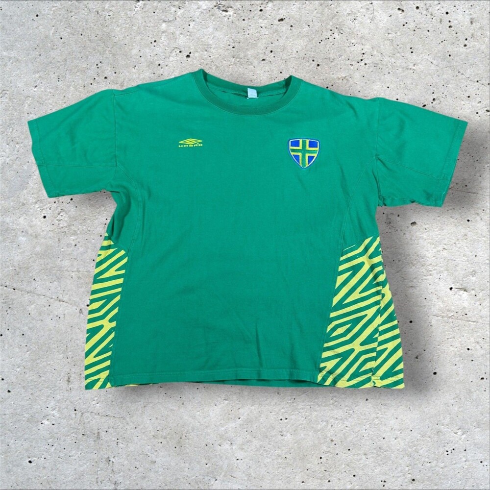 Vintage Umbro Brasil Brazil Soccer Jersey T Shirt Mens Large Green Yellow Y2K